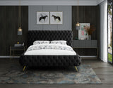 Delano Velvet / Engineered Wood / Metal / Foam Contemporary Black Velvet King Bed - 94.5" W x 93" D x 47.5" H