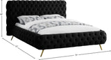 Delano Velvet / Engineered Wood / Metal / Foam Contemporary Black Velvet Queen Bed - 78.5" W x 93" D x 47.5" H