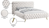 Delano Velvet / Engineered Wood / Metal / Foam Contemporary Cream Velvet King Bed - 94.5" W x 93" D x 47.5" H