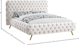 Delano Velvet / Engineered Wood / Metal / Foam Contemporary Cream Velvet King Bed - 94.5" W x 93" D x 47.5" H