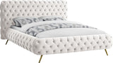 Delano Velvet / Engineered Wood / Metal / Foam Contemporary Cream Velvet King Bed - 94.5" W x 93" D x 47.5" H