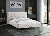 Delano Velvet / Engineered Wood / Metal / Foam Contemporary Cream Velvet King Bed - 94.5" W x 93" D x 47.5" H