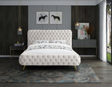 Delano Velvet / Engineered Wood / Metal / Foam Contemporary Cream Velvet King Bed - 94.5" W x 93" D x 47.5" H