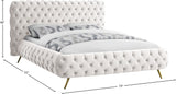 Delano Velvet / Engineered Wood / Metal / Foam Contemporary Cream Velvet Queen Bed - 78.5" W x 93" D x 47.5" H