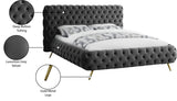 Delano Velvet / Engineered Wood / Metal / Foam Contemporary Grey Velvet King Bed - 94.5" W x 93" D x 47.5" H