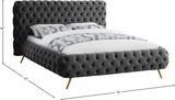 Delano Velvet / Engineered Wood / Metal / Foam Contemporary Grey Velvet King Bed - 94.5" W x 93" D x 47.5" H