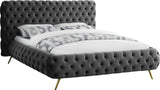 Delano Velvet / Engineered Wood / Metal / Foam Contemporary Grey Velvet King Bed - 94.5" W x 93" D x 47.5" H