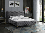 Delano Velvet / Engineered Wood / Metal / Foam Contemporary Grey Velvet King Bed - 94.5" W x 93" D x 47.5" H