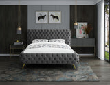 Delano Velvet / Engineered Wood / Metal / Foam Contemporary Grey Velvet King Bed - 94.5" W x 93" D x 47.5" H