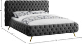 Delano Velvet / Engineered Wood / Metal / Foam Contemporary Grey Velvet Queen Bed - 78.5" W x 93" D x 47.5" H