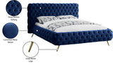 Delano Velvet / Engineered Wood / Metal / Foam Contemporary Navy Velvet King Bed - 94.5" W x 93" D x 47.5" H