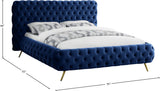 Delano Velvet / Engineered Wood / Metal / Foam Contemporary Navy Velvet King Bed - 94.5" W x 93" D x 47.5" H