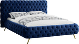 Delano Velvet / Engineered Wood / Metal / Foam Contemporary Navy Velvet King Bed - 94.5" W x 93" D x 47.5" H