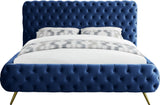 Delano Velvet / Engineered Wood / Metal / Foam Contemporary Navy Velvet King Bed - 94.5" W x 93" D x 47.5" H