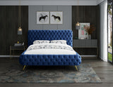 Delano Velvet / Engineered Wood / Metal / Foam Contemporary Navy Velvet King Bed - 94.5" W x 93" D x 47.5" H