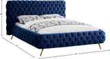 Delano Velvet / Engineered Wood / Metal / Foam Contemporary Navy Velvet Queen Bed - 78.5" W x 93" D x 47.5" H