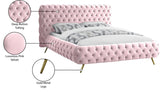 Delano Velvet / Engineered Wood / Metal / Foam Contemporary Pink Velvet King Bed - 94.5" W x 93" D x 47.5" H