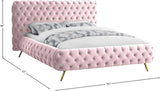 Delano Velvet / Engineered Wood / Metal / Foam Contemporary Pink Velvet King Bed - 94.5" W x 93" D x 47.5" H