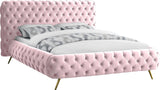 Delano Velvet / Engineered Wood / Metal / Foam Contemporary Pink Velvet King Bed - 94.5" W x 93" D x 47.5" H