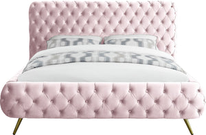 Delano Velvet / Engineered Wood / Metal / Foam Contemporary Pink Velvet King Bed - 94.5" W x 93" D x 47.5" H