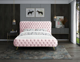 Delano Velvet / Engineered Wood / Metal / Foam Contemporary Pink Velvet King Bed - 94.5" W x 93" D x 47.5" H