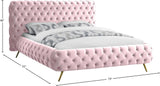 Delano Velvet / Engineered Wood / Metal / Foam Contemporary Pink Velvet Queen Bed - 78.5" W x 93" D x 47.5" H