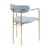 Demi Contemporary Chair in Gold Metal and Light Blue Velvet by LumiSource - Set of 2