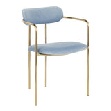 Demi Contemporary Chair in Gold Metal and Light Blue Velvet by LumiSource - Set of 2