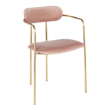 Demi Contemporary Chair in Gold Metal and Pink Velvet by LumiSource - Set of 2