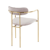 Demi Contemporary Chair in Gold Metal and Silver Velvet by LumiSource - Set of 2