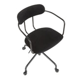 Demi Contemporary Office Chair in Black Metal and Black Velvet by LumiSource
