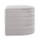 Demi Contemporary/Glam Ottoman in Silver Velvet by LumiSource