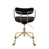 Demi Contemporary Office Chair in Gold Metal and Black Velvet by LumiSource