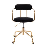Demi Contemporary Office Chair in Gold Metal and Black Velvet by LumiSource