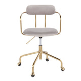 Demi Contemporary Office Chair in Gold Metal and Silver Velvet by LumiSource