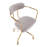Demi Contemporary Office Chair in Gold Metal and Silver Velvet by LumiSource