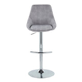 Diana Contemporary Adjustable Bar Stool in Chrome with Rounded T Footrest and Grey Corduroy by LumiSource - Set of 2