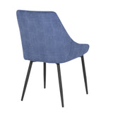 Diana Contemporary Chair in Black Metal and Blue Corduroy Fabric by LumiSource - Set of 2