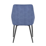 Diana Contemporary Chair in Black Metal and Blue Corduroy Fabric by LumiSource - Set of 2