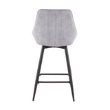Diana Contemporary Counter Stool in Black Steel and Grey Corduroy by LumiSource - Set of 2