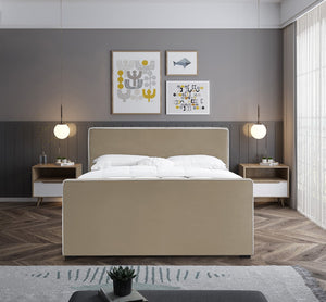Dillard Velvet / Engineered Wood / Foam Contemporary Beige Velvet Full Bed - 57.5" W x 82.5" D x 39" H