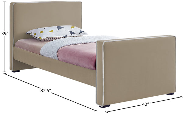 Dillard Velvet / Engineered Wood / Foam Contemporary Beige Velvet Twin Bed - 42" W x 82.5" D x 39" H