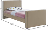 Dillard Velvet / Engineered Wood / Foam Contemporary Beige Velvet Twin Bed - 42" W x 82.5" D x 39" H