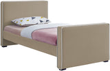 Dillard Velvet / Engineered Wood / Foam Contemporary Beige Velvet Twin Bed - 42" W x 82.5" D x 39" H