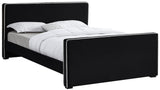 Dillard Velvet / Engineered Wood / Foam Contemporary Black Velvet King Bed - 78.5" W x 88.5" D x 39" H