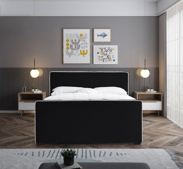 Dillard Velvet / Engineered Wood / Foam Contemporary Black Velvet Queen Bed - 63.5" W x 88.5" D x 39" H
