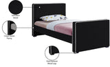 Dillard Velvet / Engineered Wood / Foam Contemporary Black Velvet Twin Bed - 42" W x 82.5" D x 39" H