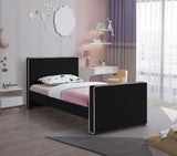 Dillard Velvet / Engineered Wood / Foam Contemporary Black Velvet Twin Bed - 42" W x 82.5" D x 39" H