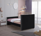 Dillard Velvet / Engineered Wood / Foam Contemporary Black Velvet Twin Bed - 42" W x 82.5" D x 39" H