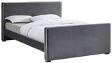 Dillard Velvet / Engineered Wood / Foam Contemporary Grey Velvet Full Bed - 57.5" W x 82.5" D x 39" H